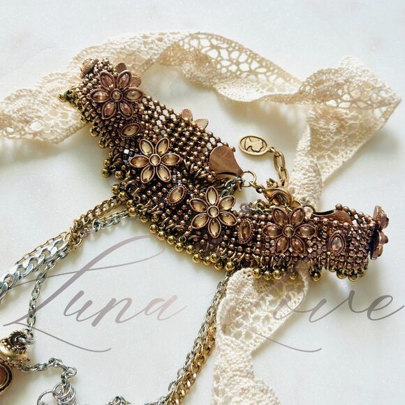 FREE PEOPLE x Ariana Ost Walsh Choker Necklace In Mixed Metal / Smoky Topaz NWT - Picture 4 of 6